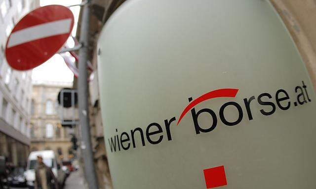 The Vienna Stock Exchange (Wiener Boerse) logo is displayed next to the company´s street entrance in Vienna