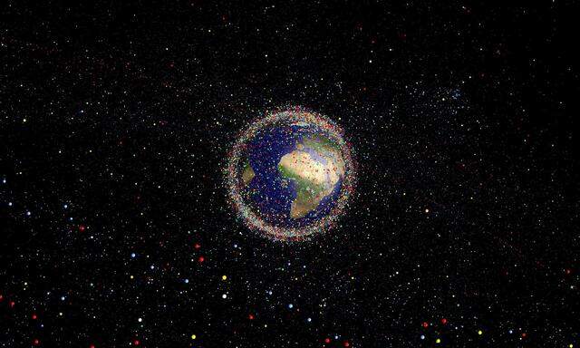 So könnte Weltraumschrott aussehen, der die Erde umkreist: eine Illustration.