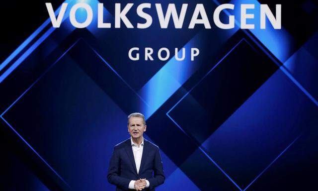 FILE PHOTO: Herbert Diess, Volkswagen's new CEO, speaks at a Volkswagen Group's media event in Beijing