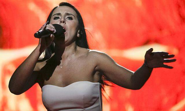 Crimean Tatar singer Jamala performs during Ukrainian national selection for Eurovision Song Contest outside Kiev