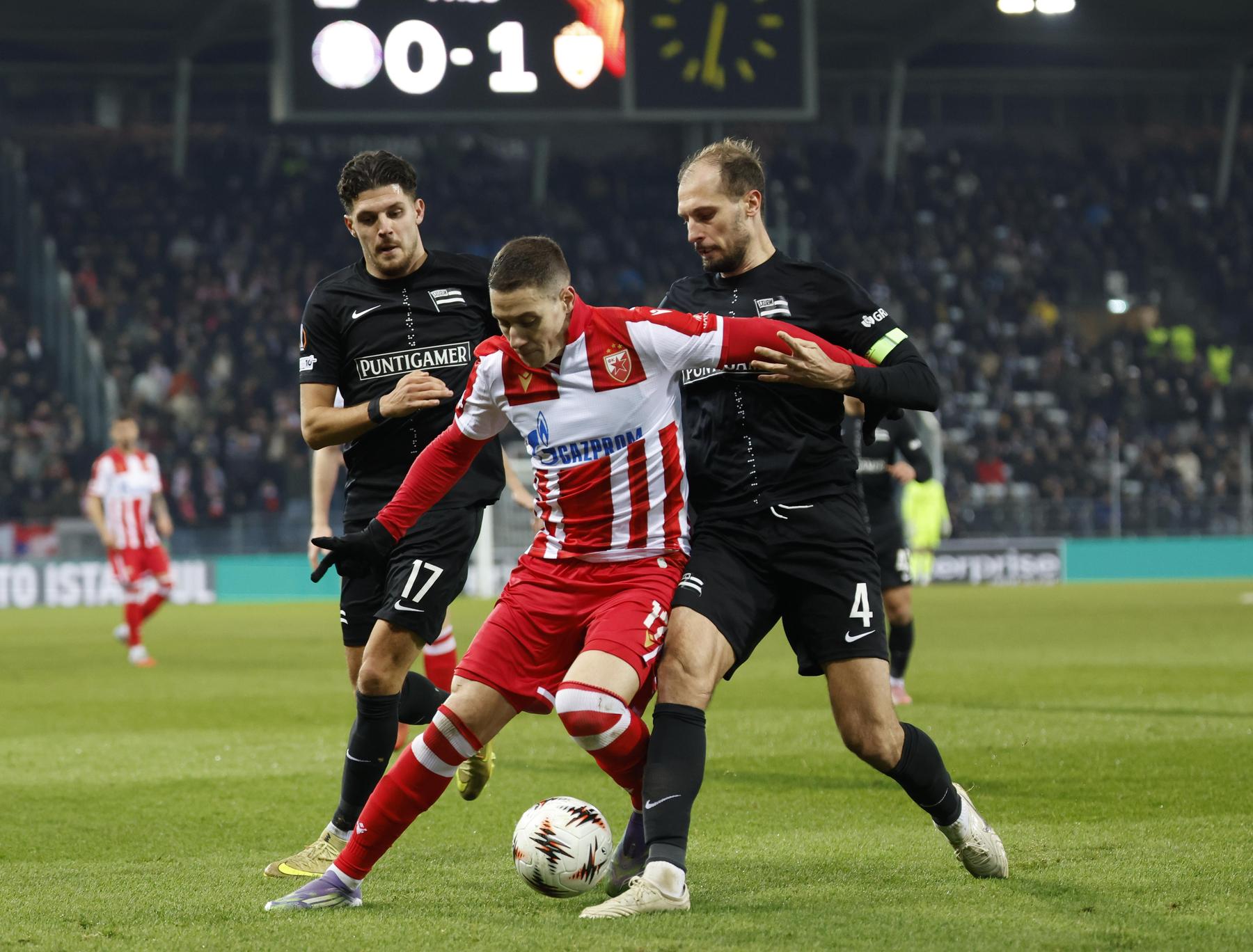 Europa League: Sturm Graz steht nach 0:1 gegen Roter Stern Belgrad vor dem Aus