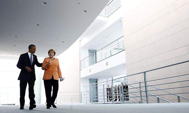 File photo of U.S. President Obama and German Chancellor Merkel at Chancellery in Berlin