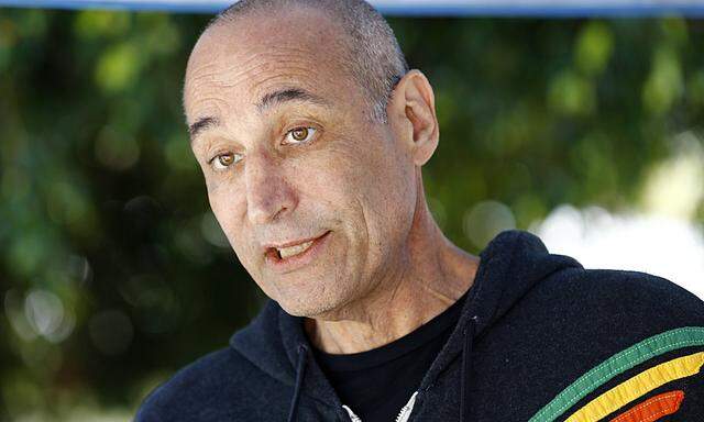 File photo of The Simpson co-creator Sam Simon speaking at a chinchilla farm in Vista, California