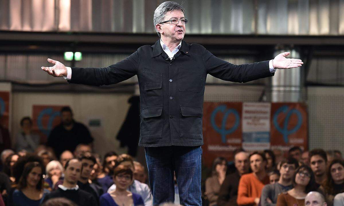 Der Kandidat der Linken, Jean-Luc Mélenchon, ist fast so EU-skeptisch wie die rechtsnationale Le Pen, ohne aber ausdrücklich einen Austritt aus der Gemeinschaft oder dem Euro zu fordern. Seit Längerem spricht Mélenchon von einem „Plan B“ und einer Neufassung des Unionsvertrags. Er fordert den Abbruch der Verhandlungen über ein Freihandelsabkommen mit den USA sowie außerdem einen europäischen Plan für den Klima- und Energiewandel. Das Verhältnis zu Russland möchte er verbessern und die Austeritätspolitik europaweit beenden. Mélenchon kritisiert Deutschland wegen seines Leistungsbilanzüberschusses und fordert mehr solidarischen Ausgleich in der Eurozone.