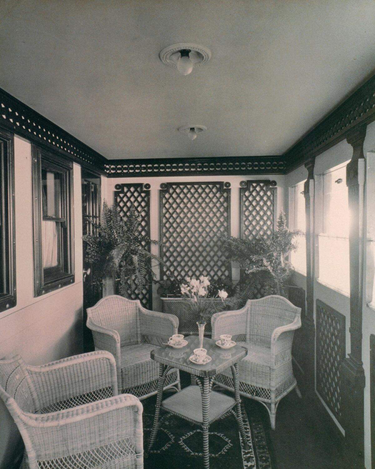 Zur Suite der Mauretania gehörte auch eine Veranda, 1907.