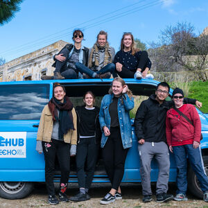 Das Team der NGO Echo 100Plus auf der Insel Leros.