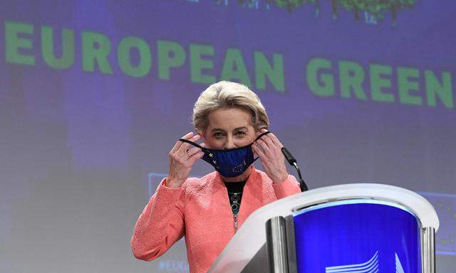 EU-Kommissionspräsidentin Ursula von der Leyen bei der Präsentation des European Green Deal in Brüssel, 14.7. 2021.