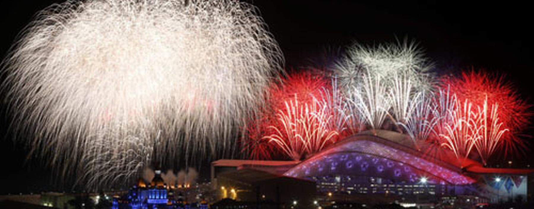 Fireworks are seen over the Olympic Park during the opening ceremony at the Adler district of Sochi