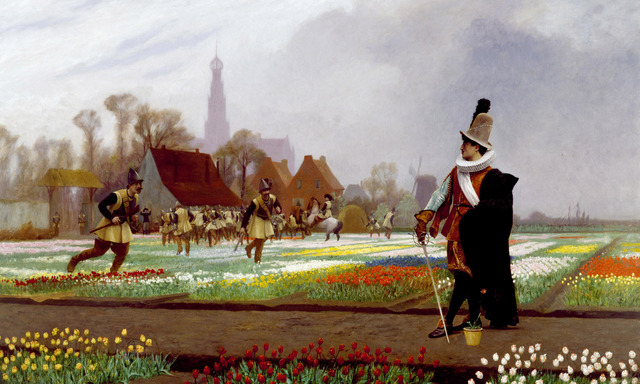 Die Tulpenmanie wurde ein beliebtes Motiv in der Malerei. Hier ein Beispiel aus dem 19. Jahrhundert vom Historienmaler Jean-Léon Gérôme.