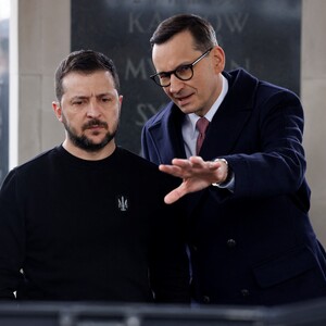 Ein Treffen im April 2023 (Morawiecki rechts, Selenskij links). Seither sind die Beziehungen von Polen zur Ukraine merklich abgekühlt. 