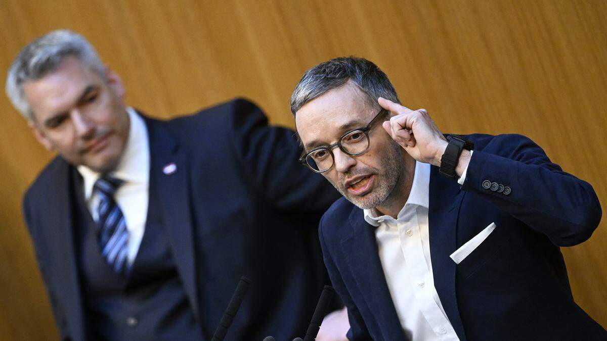 Kanzler Karl Nehammer (ÖVP) und FPÖ-Chef Herbert Kickl.