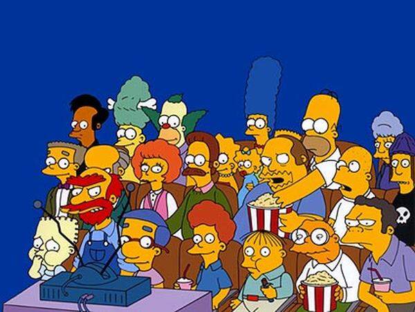 Gelb sind die Simpsons einzig aus Signalgründen: um die Aufmerksamkeit von Zappern zu erregen.