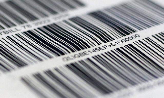 Barcodes are seen on a package in London