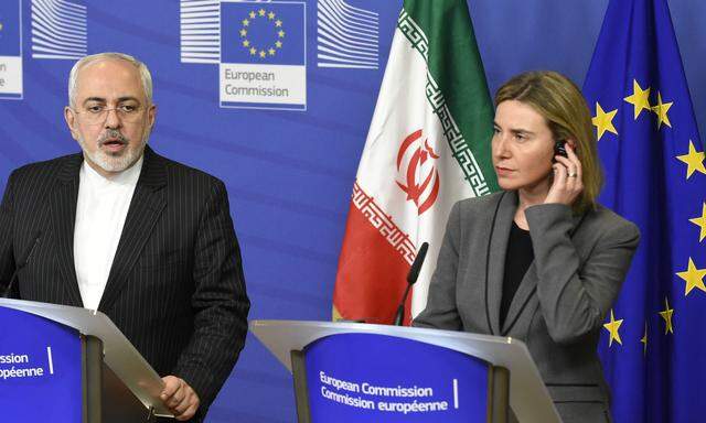  Irans Außenminister Mohammed Zarif und EU-Außenbeauftragte Mogherini: Kandidaten für den Friedensnobelpreis
