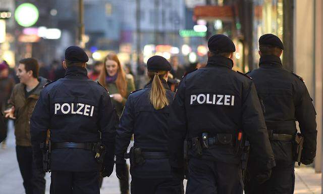 Polizeipräsenz in einer Wiener Fußgängerzone (Archivbild). Schon seit den Anschlägen auf das Büro von „Charlie Hebdo“ in Paris im Jänner 2015 gilt in Österreich eine erhöhte Gefährdungslage.