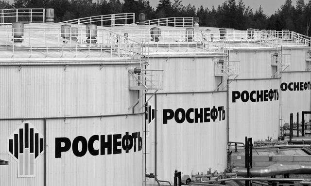 File picture shows Rosneft oil storage tanks at the oil-loading terminal in Privodino