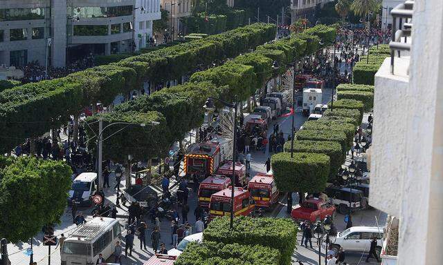 Der Schauplatz in der Innenstadt von Tunis.