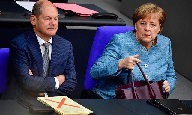 Beim Heeres-Budget ist die deutsche Koalition nicht einig - im Bild Vizekanzler Scholz (SPD) und Kanzlerin Merkel.