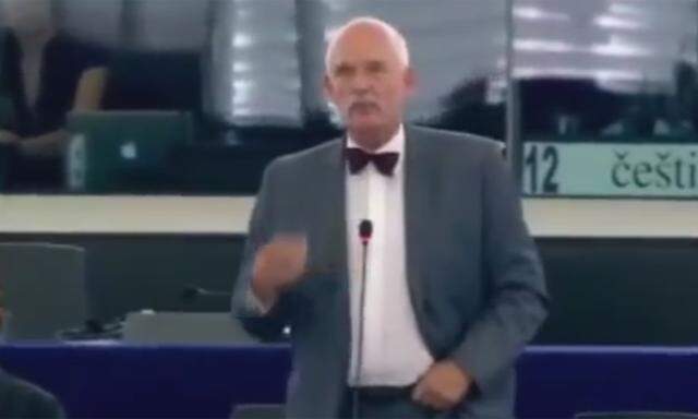 Janusz Korwin-Mikke hob während einer Wortmeldung im EU-Parlament die rechte Hand zum Hitlergruß.