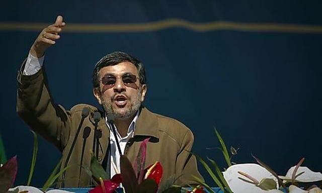 Iranian President Mahmoud Ahmadinejad speaks during a ceremony to mark the 33rd anniversary of the Is