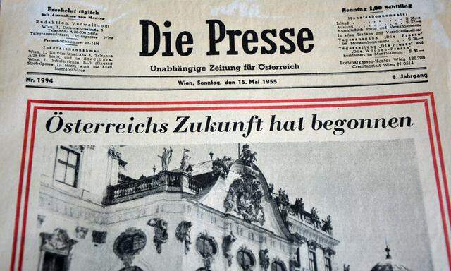 ''Presse''-Titelblatt vom 15. Mai 1955