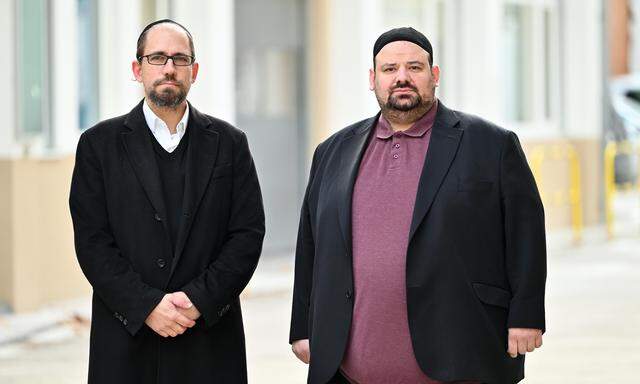 Rabbiner Schlomo Hofmeister (li.) und Imam Ramazan Demir (re.) zu Besuch in der „Presse“ vor der Podcastaufnahme. 