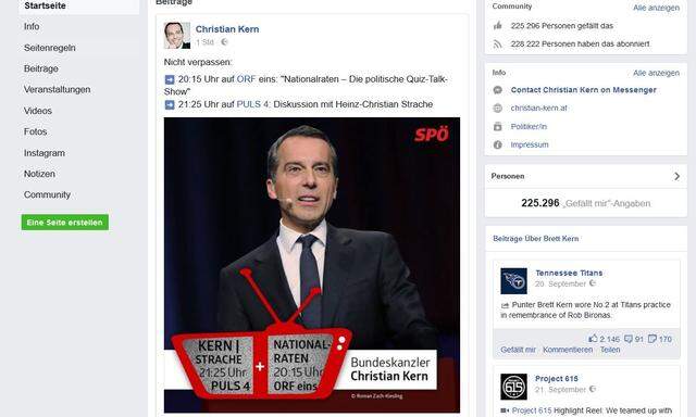 Christian Kern auf Facebook (Screenshot)