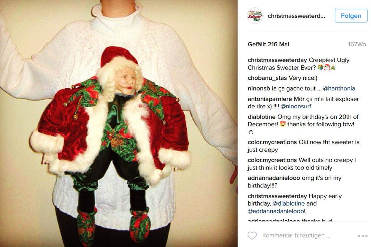 Am 16. Dezember wird in den USA wieder der Ugly-Christmas-Sweater-Day gefeiert.