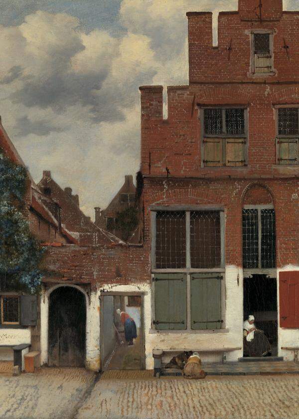 Vermeer malte eine „Ansicht von Häusern in Delft“ (ca. 1658). So könnte sein Haus ausgesehen haben.