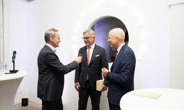 Agenda-Austria-Gründer Franz Schellhorn mit den Ministern Magnus Brunner und Martin Kocher (von li.).