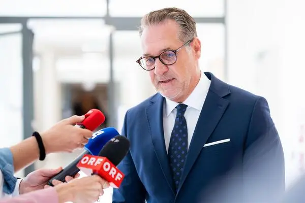 Former Vice Chancellor Heinz-Christian Strache in the regional criminal court in Vienna. 