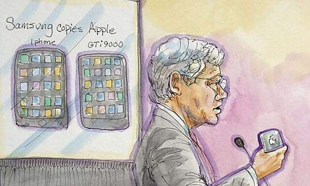 Apple attorney McElhinny delivers his opening statement in trial between Samsung and Apple in San Jose, California
