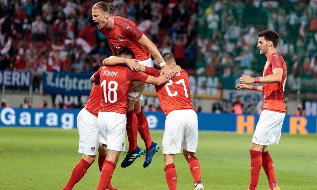Österreich feiert das 2:1 durch Alessandro Schöpf 