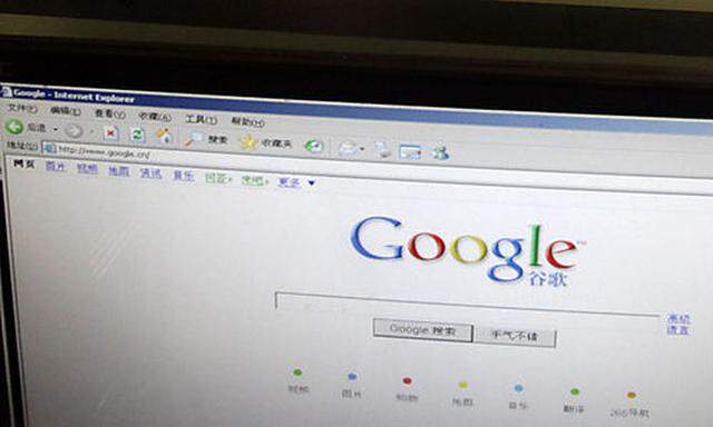 Google-Suchmaschine im alten Internet Explorer 6, der in China stark vertreten ist.