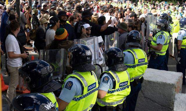 Proteste gegen die Coronamaßnahmen in Wellington 