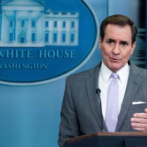  John Kirby beim täglichen Briefing des Weißen Hauses. 