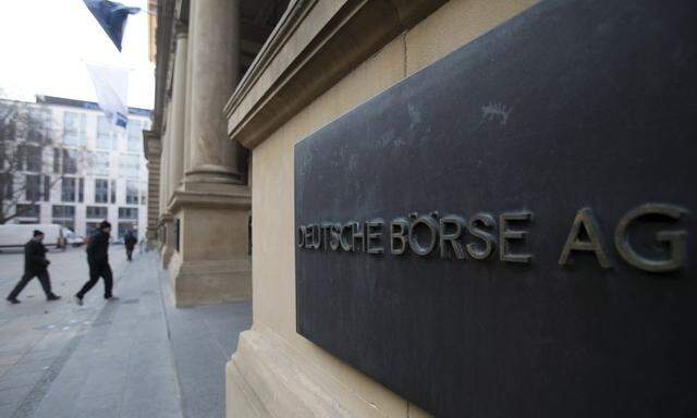 File photo of plaque of the Deutsche Boerse AG at the entrance of the Frankfurt stock exchange