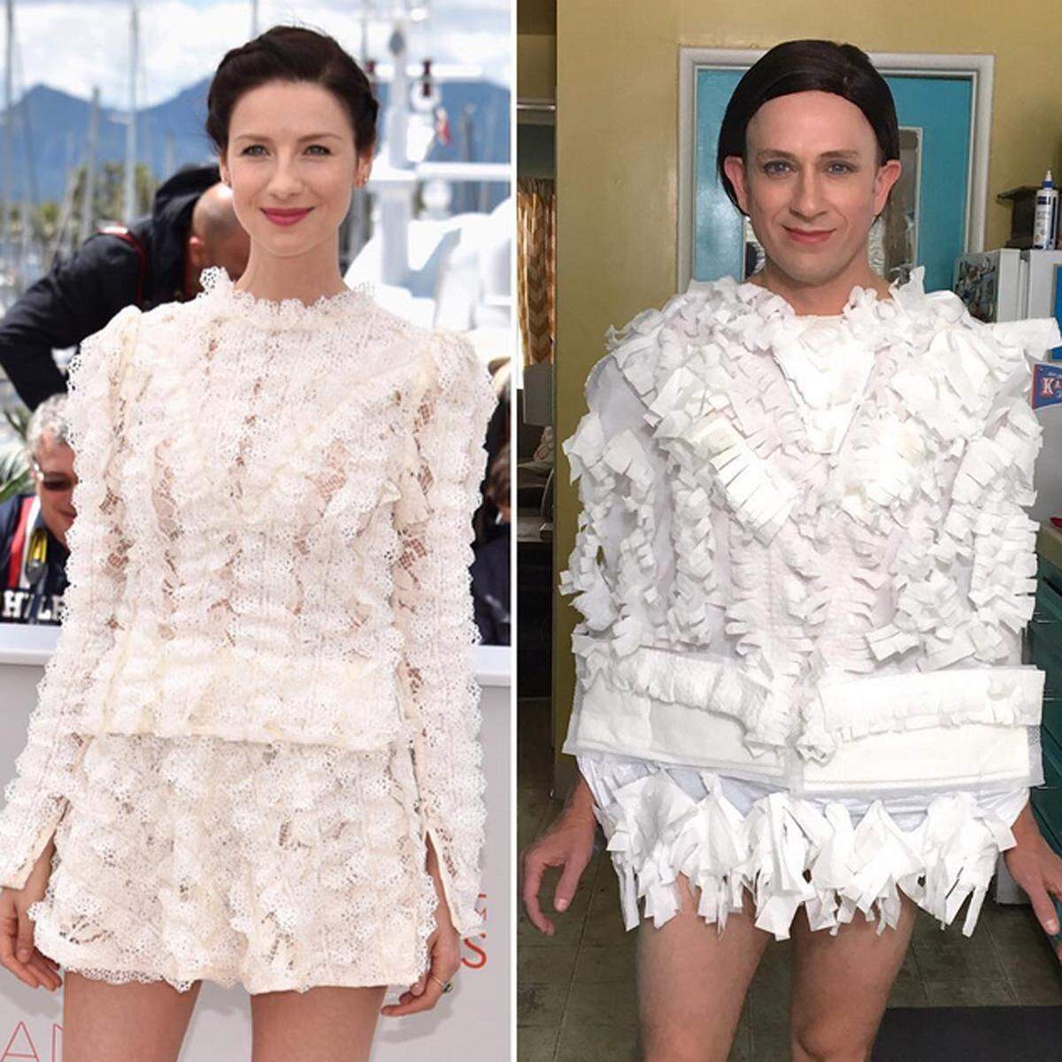 Das Kleid von Caitriona Balfe hat Lenk mit Swiffer-Staubtüchern nachgestellt.