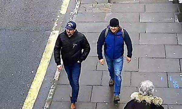 Zwei Auftragsmörder auf dem Weg zum Opfer Sergej Skripal: die GRU-Agenten Boshirov und Petrov im März 2018 in Salisbury.