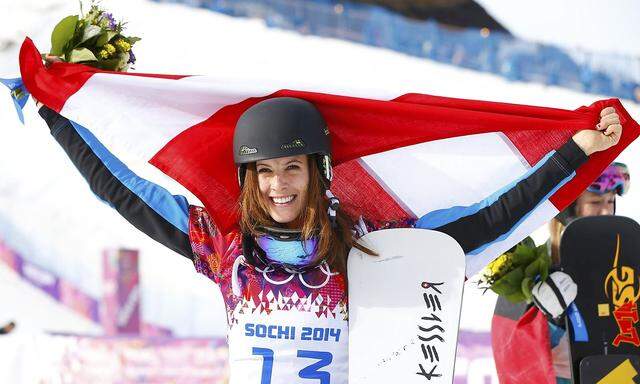 Julia Dujmovtis bei ihrem Olympiasieg in Sotschi 2014. 