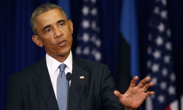 U.S. President Barack Obama talks during a press conference at the Bank of Estonia in Tallinn, Estonia