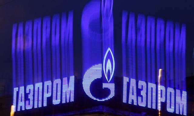 File photo of the company logo of Russian natural gas producer Gazprom