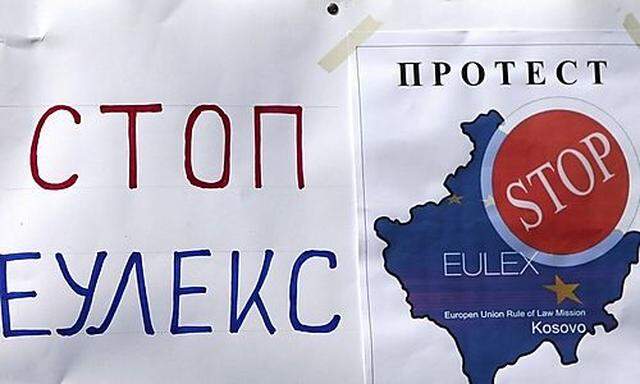 Protest gegen die Eulex-Mission im Kosovo.