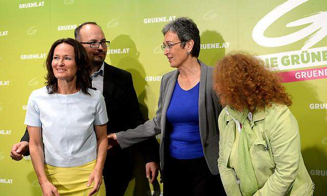  Bundesparteiobfrau Eva Glawischnig, Michel Reimon, Spitzenkandidatin Ulrike Lunacek und Monika Vana im Rahmen des Wahlkampfauftaktes der Grünen am Montag