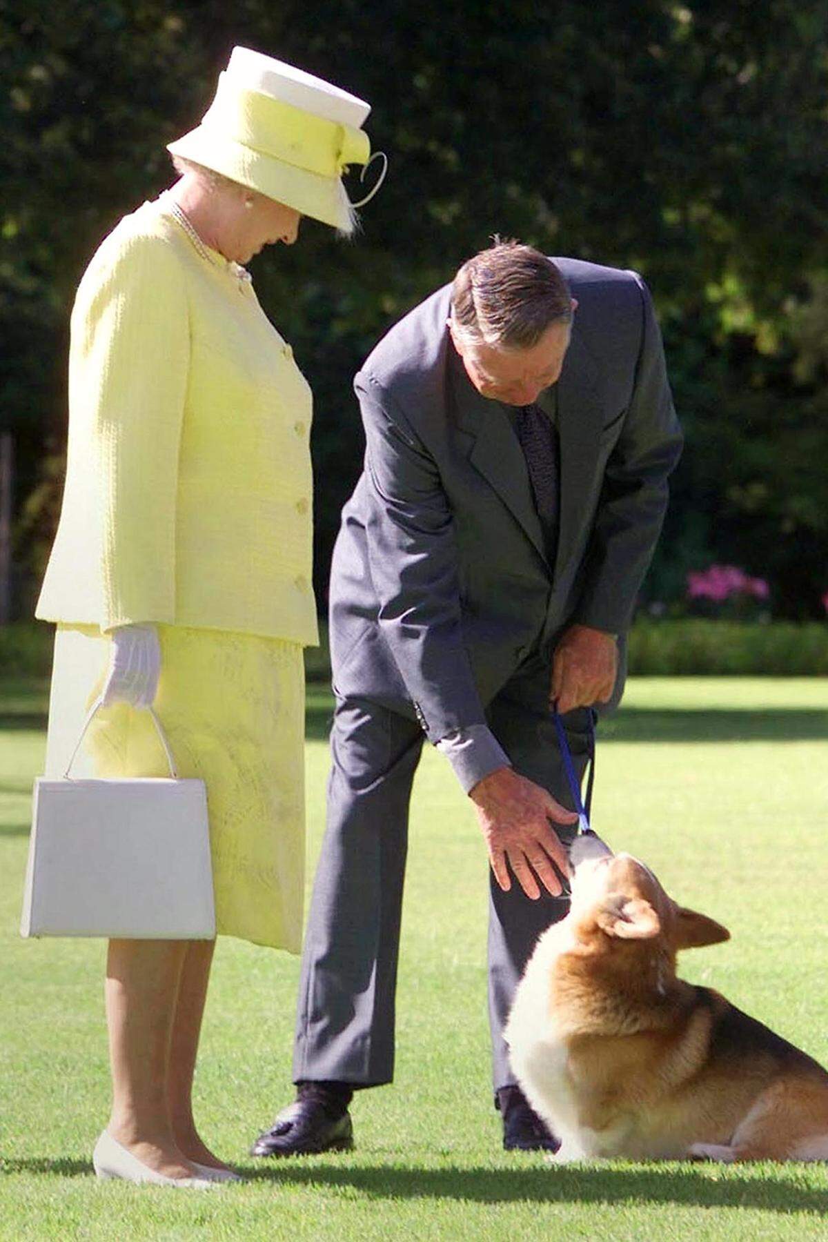 Die Corgis werden standesgemäg im Palastgarten von Schloss Sandringham mit einem eigenen Grabstein beigesetzt. Die beiden von der Queen geliebten Vierbeiner "Monty" (2012) und "Holly" (2016) haben im Garten von Balmoral Castle ihre letzte Ruhe gefunden.