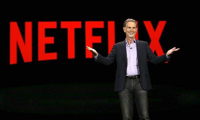 File photo of Reed Hastings, co-founder and CEO of Netflix, delivering a keynote address at the 2016 CES trade show in Las Vegas