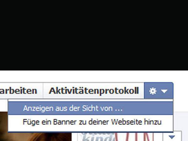 Um die Sichtbarkeits-Einstellungen kontrollieren zu können, wartet Facebook mit einer praktischen Funktion auf. Das eigene Profil kann aus der Sicht einzelner Freunde oder der Öffentlichkeit (alle Internetnutzer) angezeigt werden. Unter Privatsphäre-Einstellungen > Anwendungen und Webseiten > Öffentliche Suche kann verhindert werden, dass das eigene Profil als Vorschau in Suchmaschinen wie Google aufscheint.