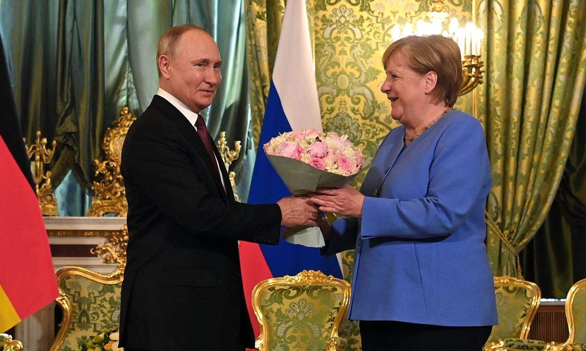 Angela Merkel bei ihrem letzten Besuch in Russland mit Wladimir Putin.