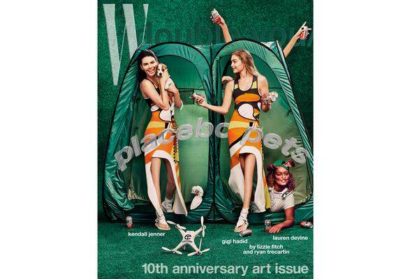 Gigi Hadid und Kendall Jenner müssen auf dem Cover des „W-Magazine“ 2016 ohne Kniescheiben auskommen.