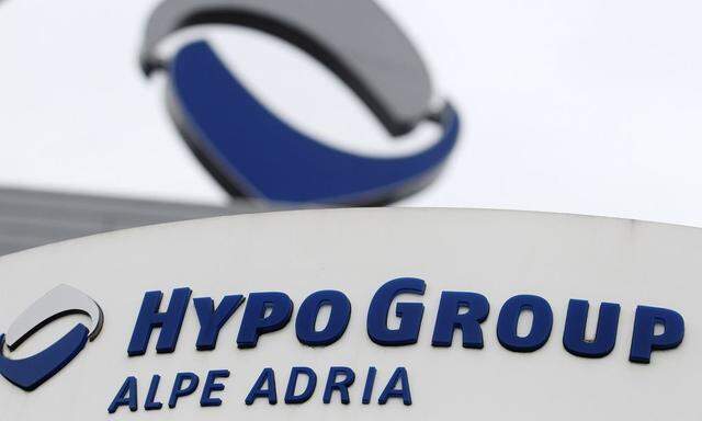 The logo of nationalised lender Hypo Alpe Adria is pictured at the bank's headquarters in Klagenfurt